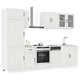 Massbinet 8-TLG. Küchenschrank-Set Lucca Hochglanz-Weiß Moderne Küchenzeile ohne Elektrogeräte...