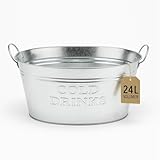 BigDean Zinkwanne groß XXL für Garten Getränkekühler extra groß 24 Liter Getränkewanne...