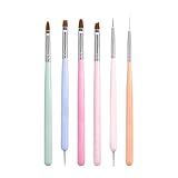 Pinsel Für Nägel - 6 Stücke Gellack Stifte - Strass Picker Doppelkopf Maniküre Set für UV Gel...