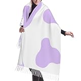 SMAZDFXX Niedlicher Kuh-Print Lila Kaschmir-Imitation Quaste Schal Winterschal Herbst Weichster...