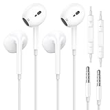 2 Pack Kopfhörer mit Kabel, 3,5mm Klinke in Ear Kopfhörer Kabel Ohrhörer mit Mikrofon und...