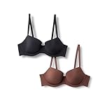 Amazon Essentials Damen Balconette-Bügel-BH mit Mikrofaser gefüttert, 2er-Pack, Haselnuss/Schwarz,...
