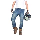 oFzimTo Motorradhose Herren Mit Protektoren, Klassisch Motorrad Jeans, Für Winter Und Sommer...