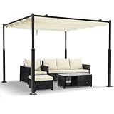 VOUNOT® Pergola Gartenpavillon 3x3m Wasserdicht Stabil Winterfest, Metall Garten Pavillon mit...