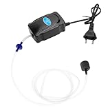 QWORK® Aquarium Luftpumpe 3W, 2L/min Aquarium sauerstoffpumpe, inkl.120cm Silikonschlauch,...