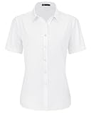 J.VER Bluse Damen Kurzarm Weiße Businessbluse Comfort Fit Lässig Stretch Baumwolle Oberteile für...