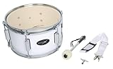 GEWA Marching Drum, Marschtrommel 12 x 7', Holzkessel weiß, inkl. Trageriemen und Schlägel