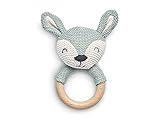 Jollein Holz Beißring Baby Deer Ash Green - Hirsch - Holzspielzeug - Baby Rassel Greifling -...