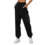 Jogginghose Damen Baggy Elastische Hohe Taille Sporthose Taschen Lockere Bequeme Hosen Outdoor Lange...