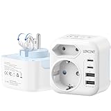 LENCENT Klappbarer Reiseadapter USA Deutschland Stecker, Netzadapter Typ B, Reisestecker mit 2 USB-C...