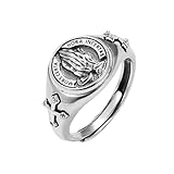 KONFEN Betende Hände Herren Ring, Wikinger Verstellbare Geschnitzte Ringe für Männer...