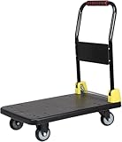 Flachbett-Handwagen, faltbarer Plattformwagen mit 360°-Schwenkrädern, robustes Design, große...