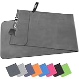 Pameil Fitness Handtuch mit Reißverschluss Tasche |120x50cm| Gym Mikrofaser Handtuch, Kompakt &...