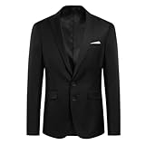 Allthemen Anzugjacke Herren Slim Fit Sakko Modern Blazer für Business Hochzeit Freizeit Schwarz L