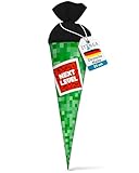 itenga Geschwisterschultüte 35cm Motiv Pixel Geschenkverpackung kleine Schultüte für Schüler...