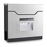 Briefkasten Edelstahl mit Zeitungsfach Wandbriefkasten Solar LED Licht Postkasten Wetterfest...