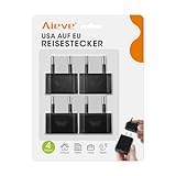 Aieve 4 Stück USA auf EU Reisestecker US zum 2 Pin Deutschland/Europa Stecker Amerika/Kanada/Mexiko...