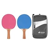 Tischtennisschläger-Set, Gummiholz, bequemer Griff, stilvolles Rosa und Blau für Spiele im Innen-...