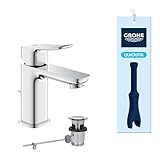 GROHE Dice, Waschtischarmatur, wassersparend (Wasserhahn für das Bad, Badarmatur mit...