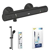 GROHE Precision, Duschset mit Duscharmatur, Brausestangenset und Kleber, wassersparend...