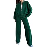 amropi Trainingsanzug Damen Jacke mit Reißverschluss und Jogginghose 2 Stück Kleidungsset...