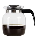 Wenco Premium Glas-Kaffeekanne/Teekanne mit Kunststoff-Deckel, 1,25 l, Transparent, Schwarz (Version...