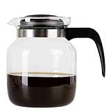 Wenco Premium Glas-Kaffeekanne/Teekanne mit Kunststoff-Deckel, 1,25 l, Transparent, Schwarz (Version...