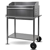 Premio III Grillwagen BBQ Holzkohlegrill aus rostfreiem Edelstahl – Made in Germany: 5-fach...