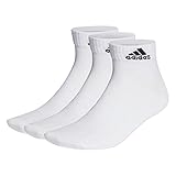 adidas Unisex Thin and Light Ankle Socks 3 Pairs, White / Black, 6.5-8