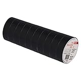 EMOS PVC-Isolierband Schwarz 10er Pack, 15mm x 10m, 0,13mm Bandstärke, selbstklebend, hohe...