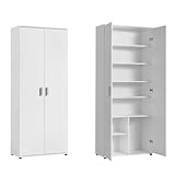 Mehrzweckschrank 75 cm breit mit 2 Türen & 6 Einlegeböden, Vielseitiger Haushaltsschrank für...