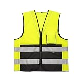 esmen Gelbe, hochsichtbare, zweifarbige Sicherheitsweste for Herren, Arbeitsweste mit...