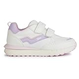 Geox J FASTICS Girl A Sneaker, White/Lilac, 34 EU