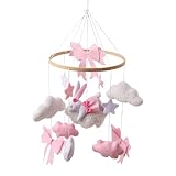 Mobile für Babybett | Mobile für Kinder, Hase, mit Fliege, sensorisches Spielzeug, drehbar, für...