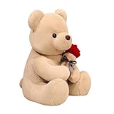 minkissy Rosen Teddybär Plüschpuppe 35cm Geschmeidiges Stretchmaterial Bruchsicheres Kuscheltier...