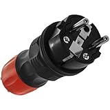 KEL Schutzkontakt Stecker 16A / 250V - 2 Polig Gummi Stecker - IP54 Außenbereich, Hermetisch,...