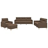 Eleganz Futon Sofa Garnitur 4-TLG. mit Kissen - Braune Stoff Couchgarnitur für Wohnzimmer,...