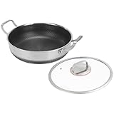 Bkljkf Bratpfanne mit Deckel | Küchenutensilien aus Stahl mit doppeltem Griff, antihaftbeschichtet,...