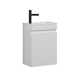 GOOM Gäste-WC Waschtisch Set 40 cm Badmöbel Vormontiert Klein Waschbecken mit Unterschrank (Glossy...