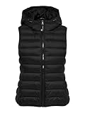 ONLY Damen Puffer Weste | Wattierte Stepp Übergangsjacke mit Kapuze | Basic ohne Ärmel...