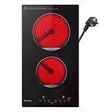 Topwish Glaskeramikkochfeld, 2 Zonen Keramikkochfeld, Elektroherd, integriertes elektrisches...