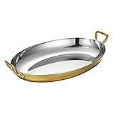 Ovale pfanne (30 cm) – Fischpfanne aus Edelstahl 304 mit Doppelgriffen, geeignet für die...