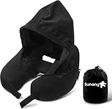 Sunany Nackenkissen Flugzeug mit Kapuze, Reisekissen für Flugreisen und Auto, aufblasbar und bequem...