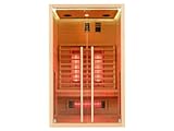 SwedHeat Infrarotkabine 2–3 Personen | Ganzglastür Klarglas | 120x100x195cm | Rubystrahler 1,5kW...
