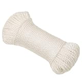 Weißes Arbeitsseil, 6mm x 50m Polypropylen, Gedrehtes Mehrzweckseil für Haus, Garten, Werkstatt,...