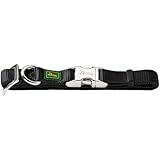 HUNTER Vario Basic Alu Strong Halsung, Hundehalsband, Nylon, Aluminium Steckverschluss, Schwarz, XL