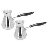 Zoeyilan 2pcs Edelstahl türkischer Kaffeekanne, Herd über die Kaffeemaschine Kessel, schmelzend...