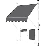 Yaheetech Klemmmarkise 150cm Breit Balkonmarkise mit Handkurbel Sonnenschutz ohne Bohren...