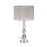 Relaxdays Nachttischlampe Kristall, Stoffschirm, HxD: 53 x 29,5 cm, Tischlampe Wohnzimmer &...