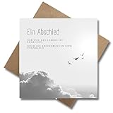 Trauer Karte mit Umschlag - einfühlsame Trauerkarte Wolken mit Spruch aufrichtige Kondolenzkarte...